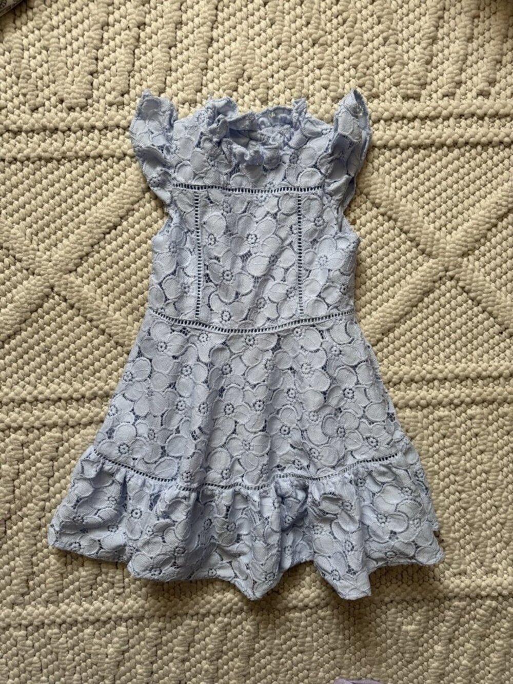 Janie & Jack Crochet Floral Ruffle Unicorn Blue Little Girl Dress Party Summer 5